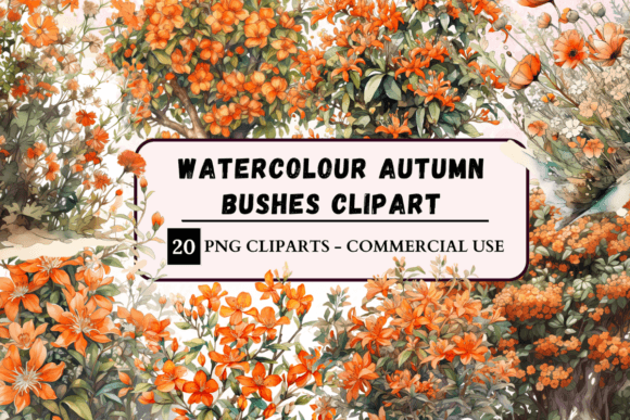 Bring Autumn to Life with Watercolour Bushes Clipart