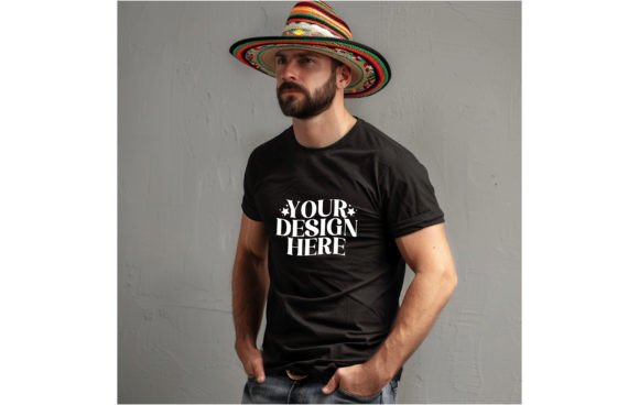 Cinco De Mayo Empty Black Color Man T-sh: A Bold Mockup Asset