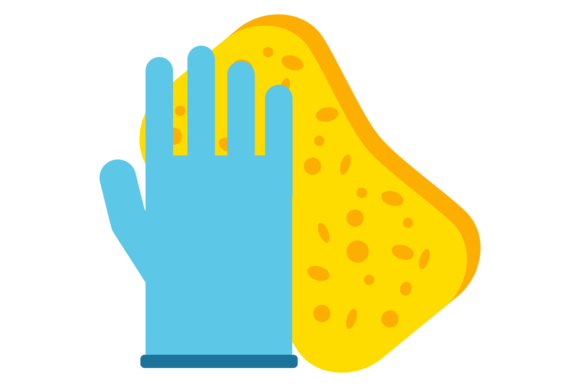 Cleaning Sponge with Plastic Glove Color: A Bold & Playful Typeface