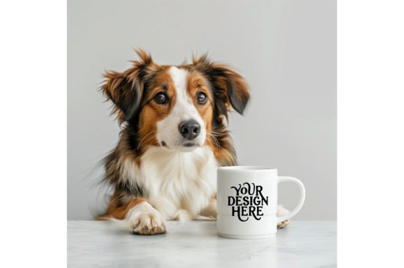 Dog with Empty Mug White Color Mockup 3: A Fresh Canvas