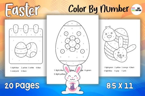 Easter Color by Number Page for Kids 02: A Design Asset for Creatives
