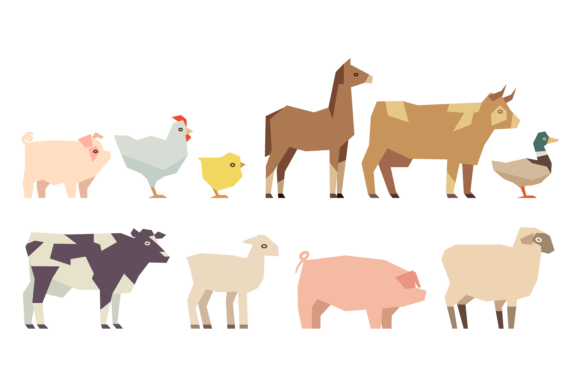 Modern Farm Style: The Flat Color Polygonal Set