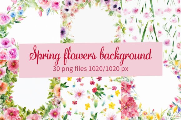 Spring Watercolour Flowers Background: Fresh Design Assets
