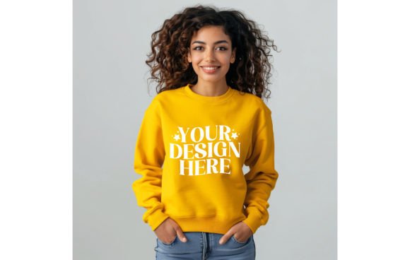 Woman, Empty Sweatshirt Color Yellow Mar: A Fresh Canvas for Creatives