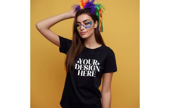 Woman, Empty T-shirt Mardi Gras Color Bl: A Designer's Mockup Essential