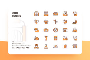 Zoo Filled Color Icon Pack: Vibrant Icons for Modern Design